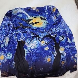 Halloween Van Gogh Cat And Bats Shirt